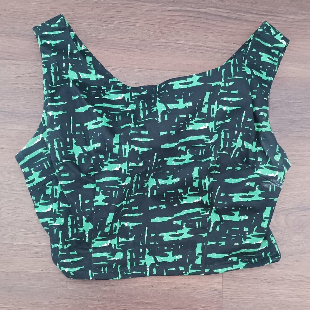 RARE TRASHY DIVA MID CENTURY PRINT CROP TOP DESIGNER VINTAGE 60S SZ 10